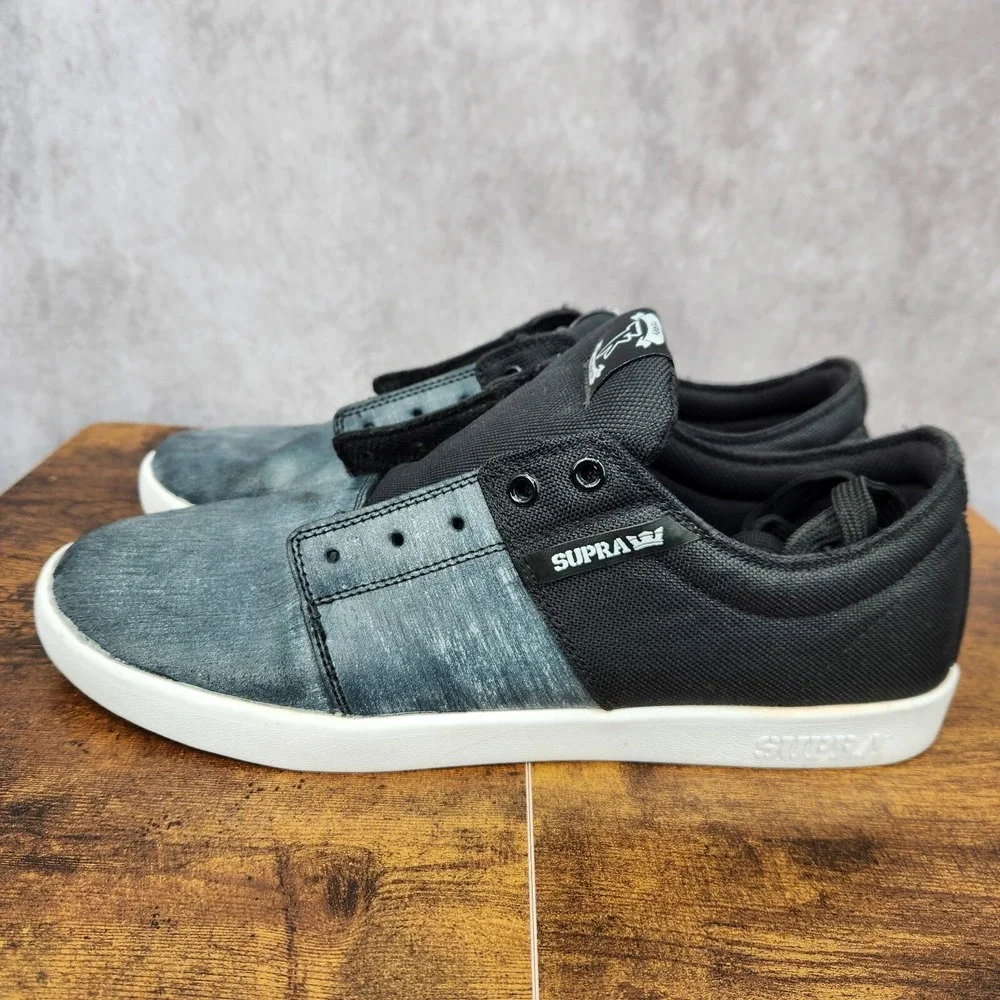 Supra Stacks Sneakers Mens 13 Gray Black Terry Kennedy Canvas Skate Sk8 Shoes‎